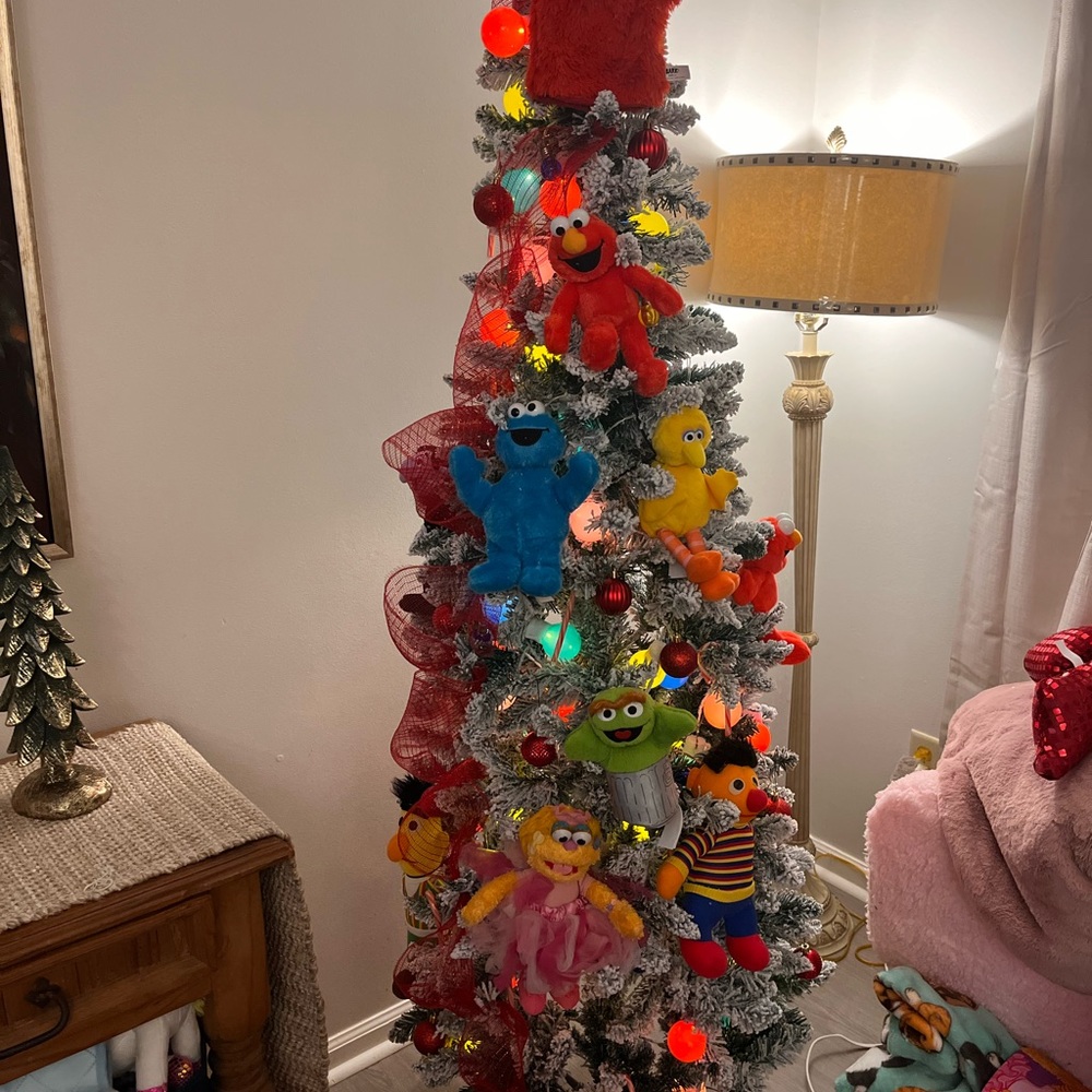Colorful Christmas Tree with Plush Characters